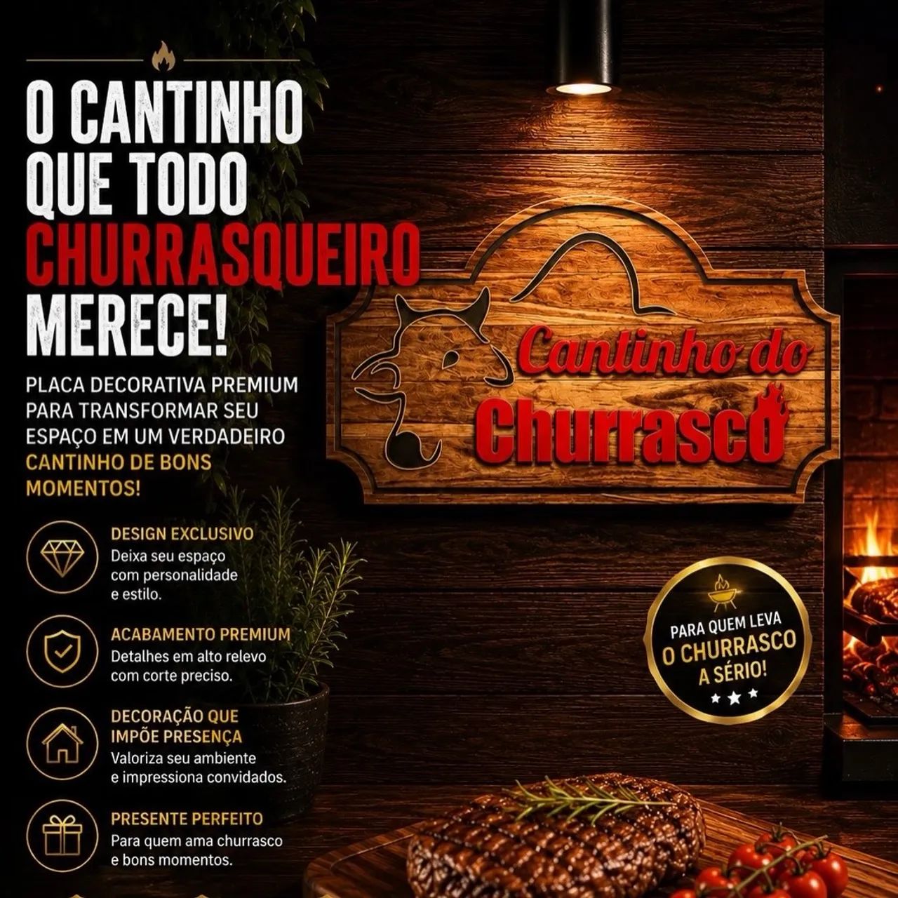 Placa cantinho do churrasco 