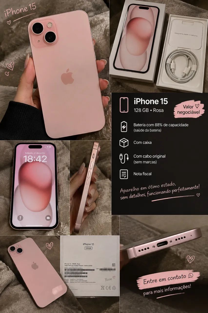 Vendo iPhone rosa 15