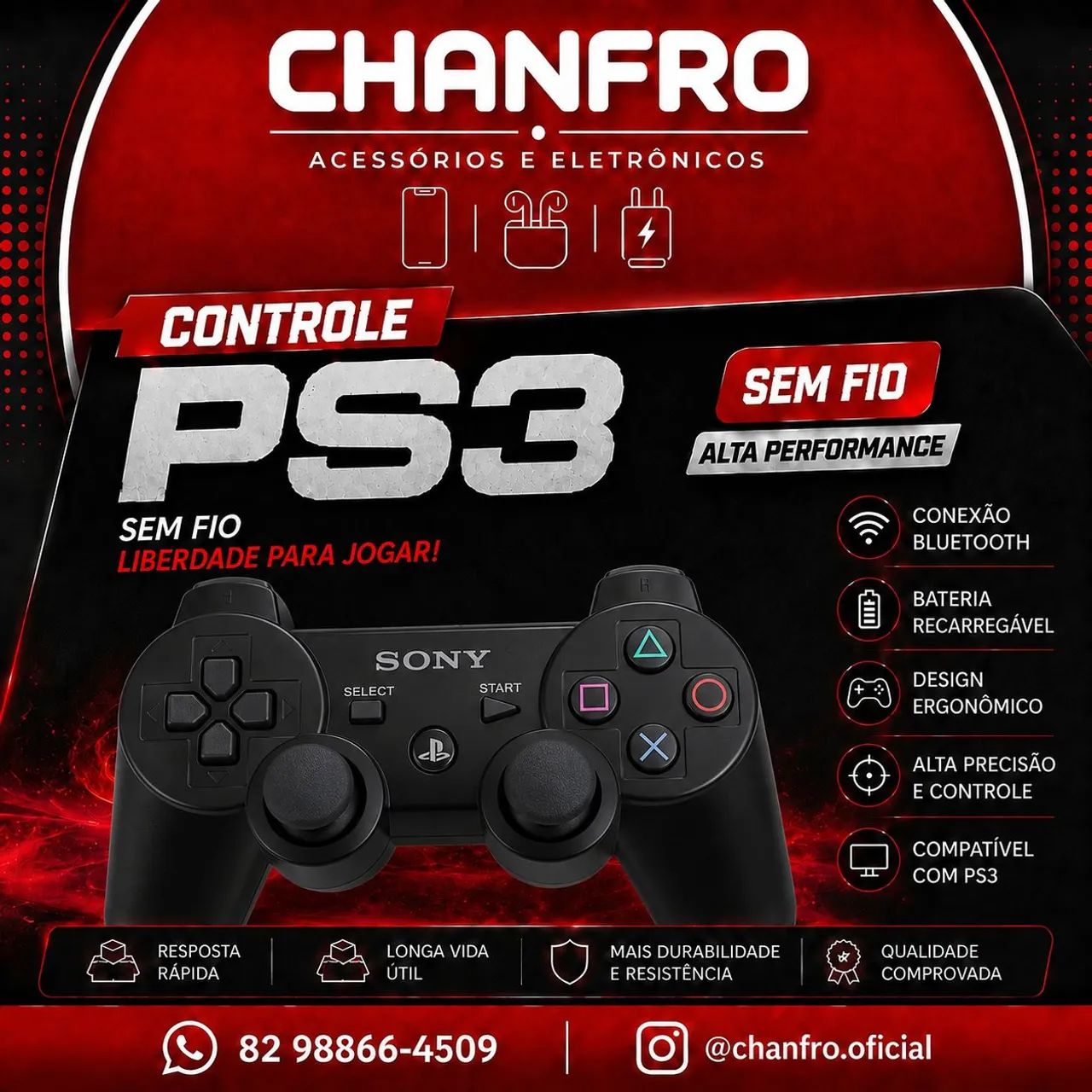Controle PS3 Bluetooth 