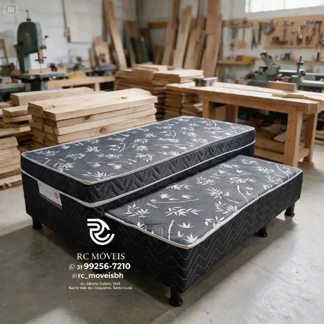 Box Cama Bibox Solteiro com Auxiliar Densidade 33 Floral Branco - Foto 4