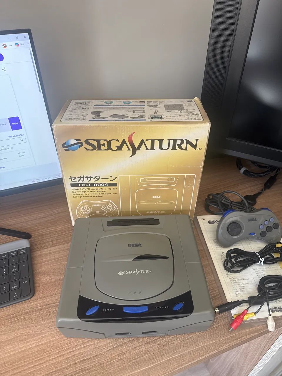 Console Sega Saturn Cinza CIB - Impecável 