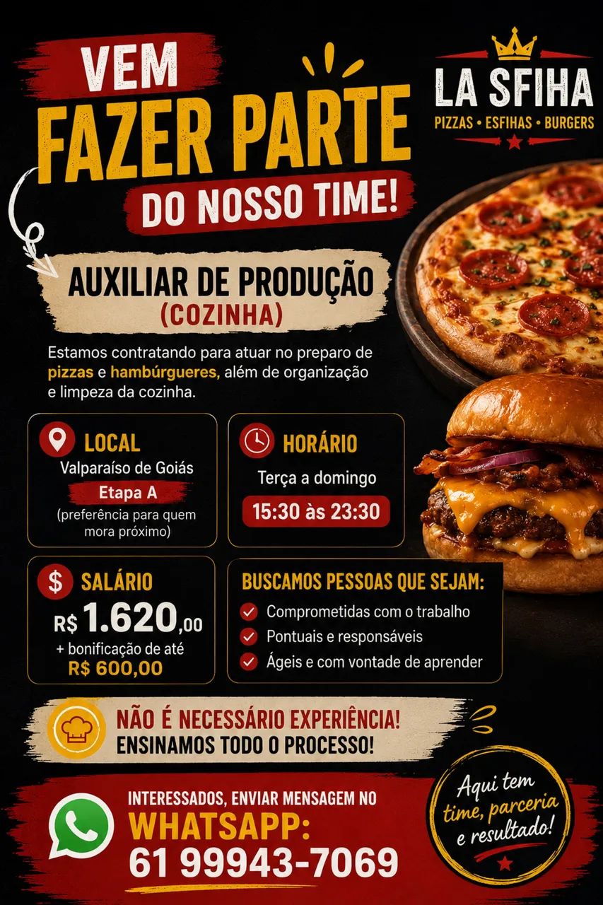 Vaga para auxiliar de produção
