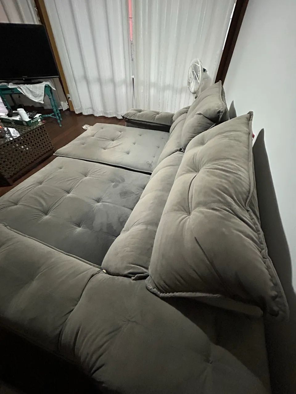 Sofá suede reclinavel cinza - Foto 3