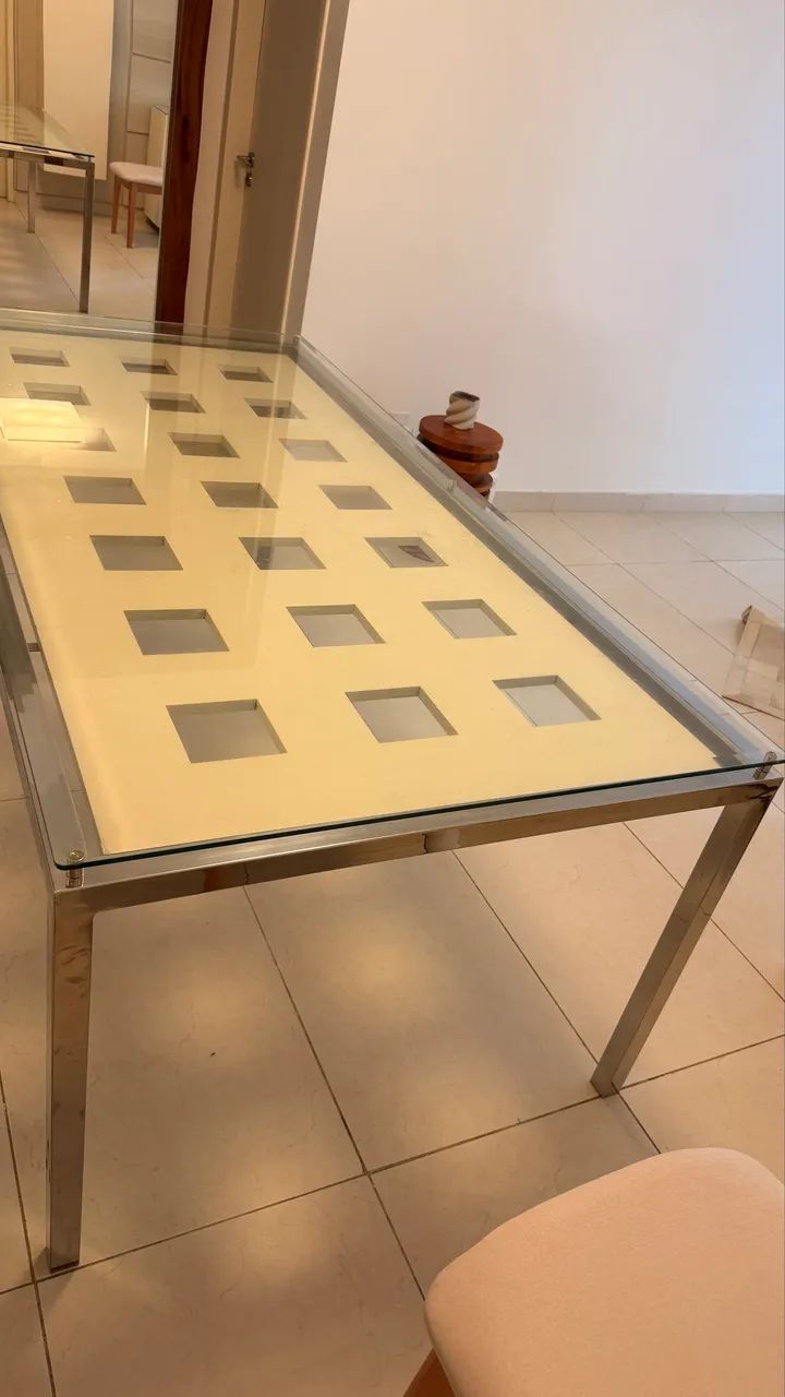 Mesa inox com tampo de vidro - 2m comp. por 1m de larg. - Foto 5