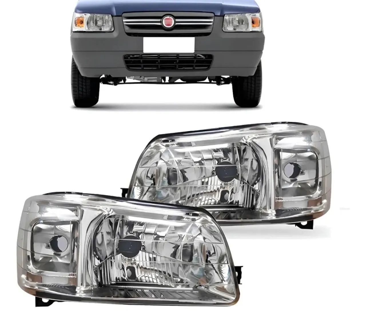 Par Farol Cromado Fiat Uno Fire Fiorino 