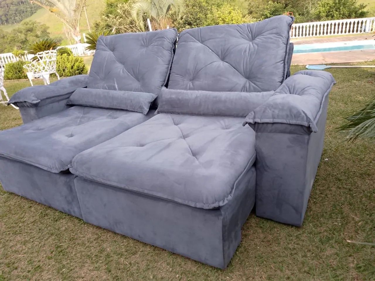 2.30m Gray Pull-Out Sofa, New453011526733025280