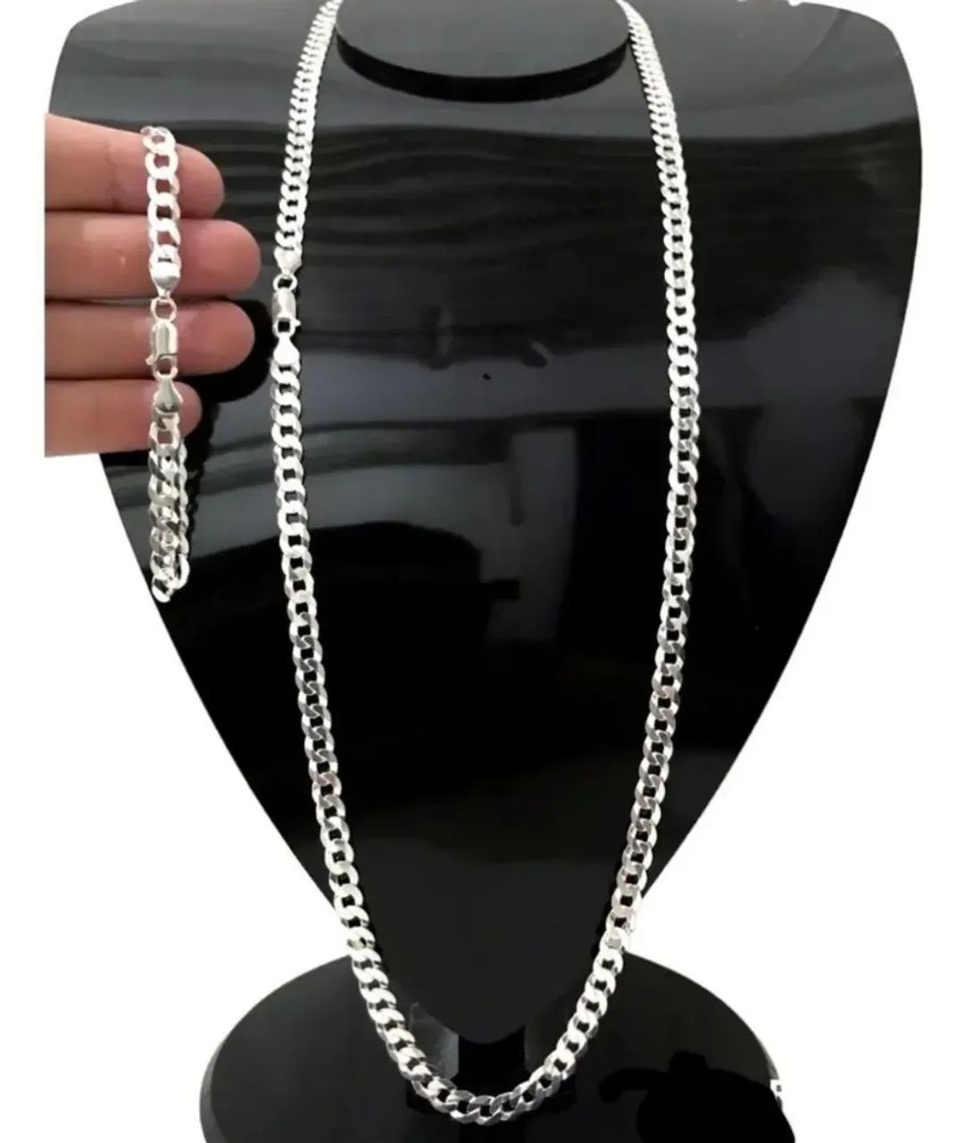 Conjunto de Prata 7mm 80cm