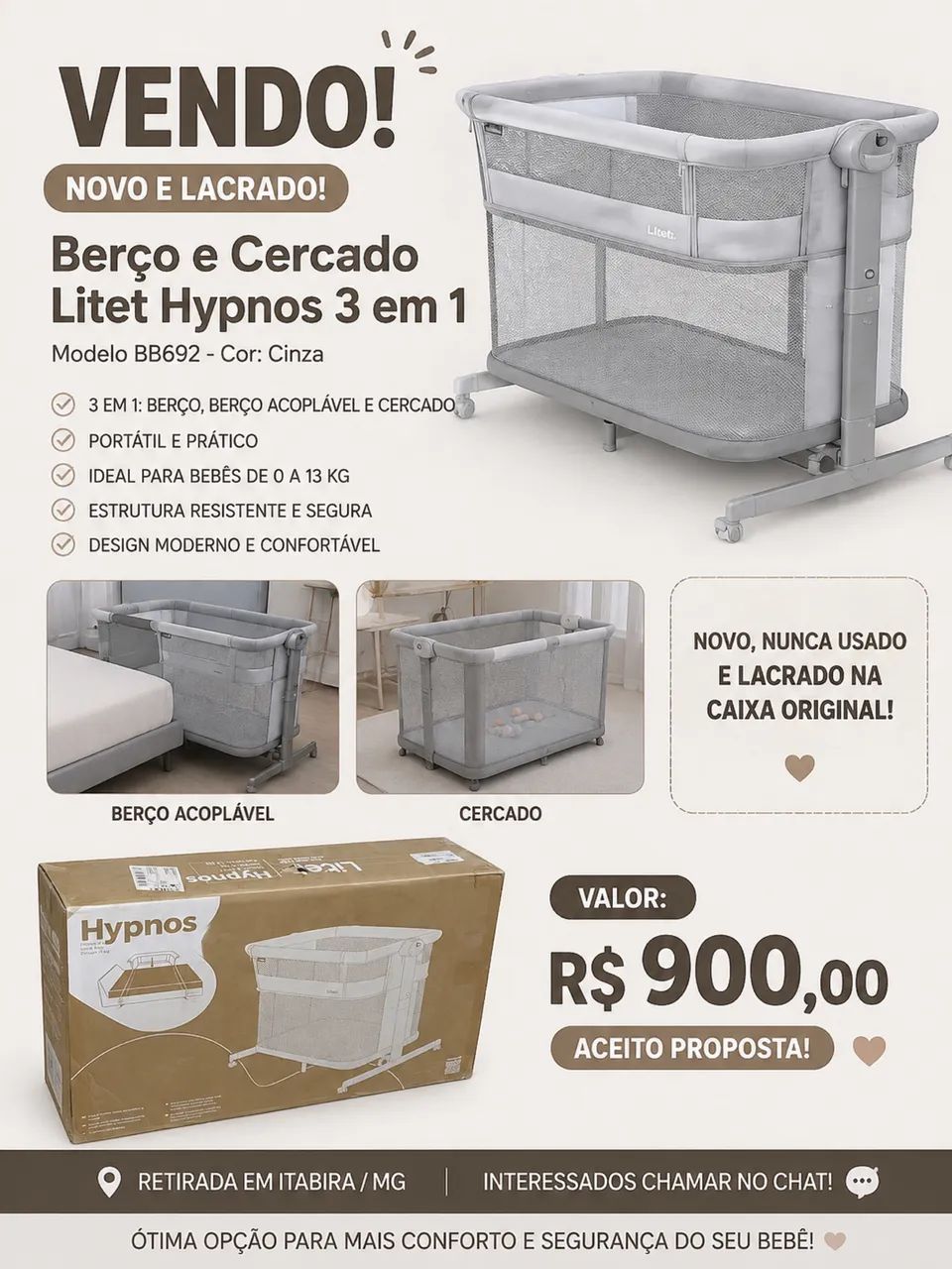 Berço 3 em 1 - Foto 2
