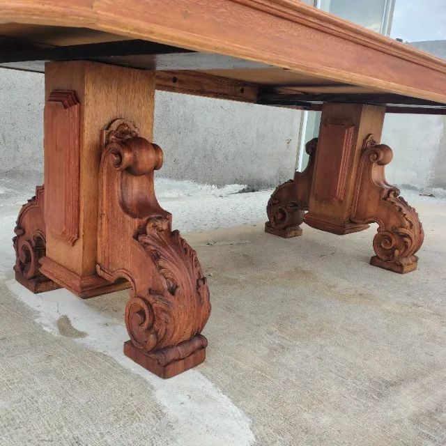 Mesa Jantar estilo Renascença antiga Madeira - Foto 2