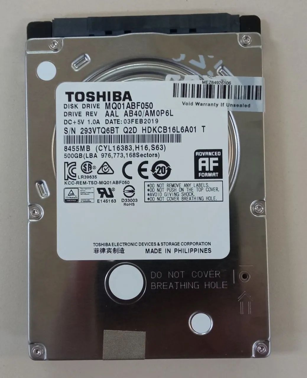 HD Toshiba 500GB 2.5