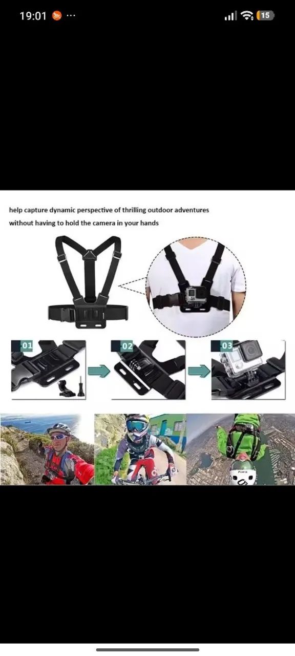 Cinta peitoral pra câmeras Gopro e celular top zero 