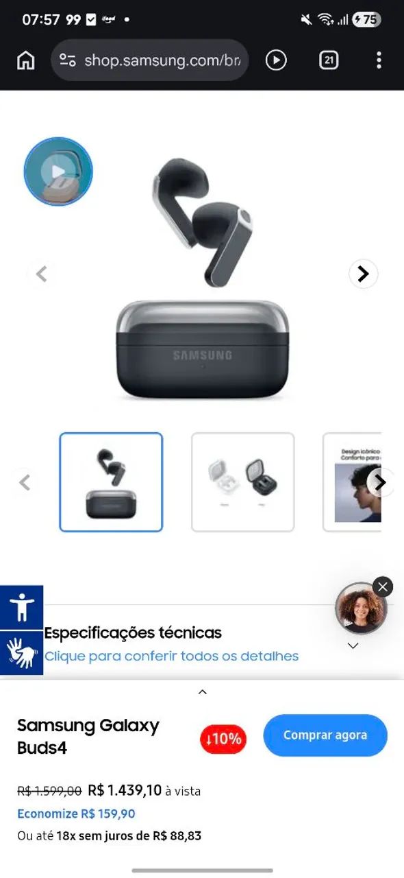 Fone Samsung Galaxy Buds4