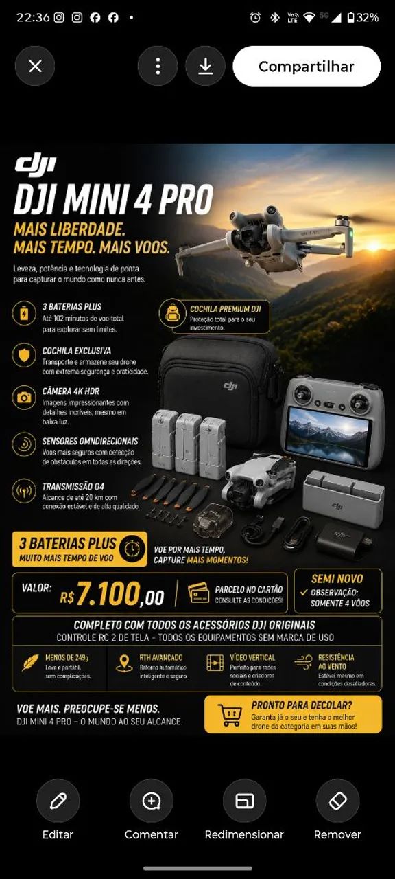 Drone DJI Mini 4 Pro Completo - Foto 2
