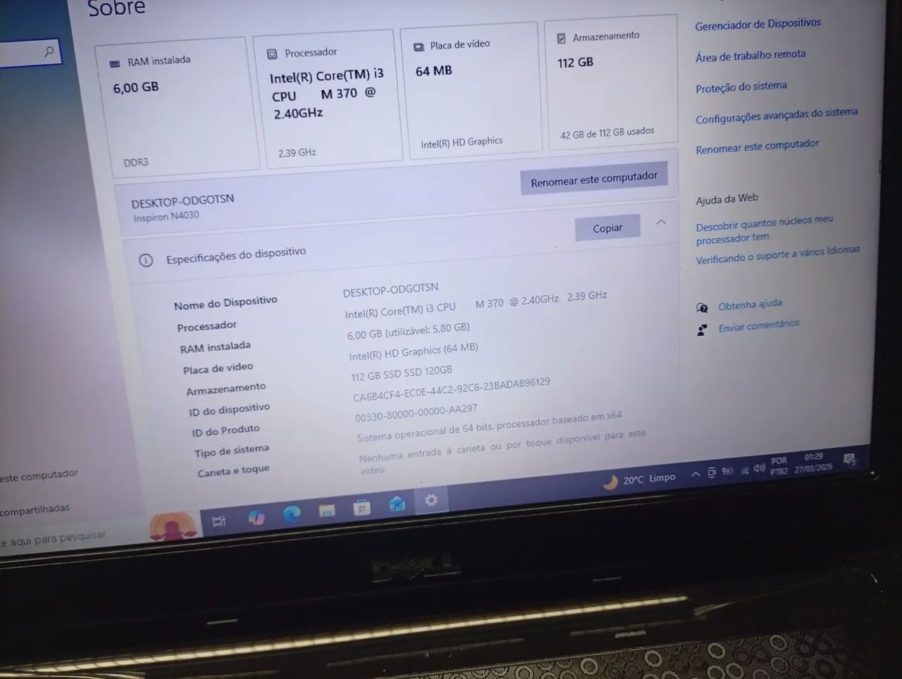 Notebook Dell m4030,6gb ram, SSD 120, placa de video,tela 14 - Foto 2