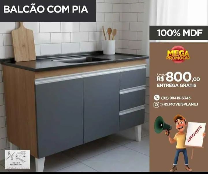 Balcão de cozinha com pia  - Foto 4