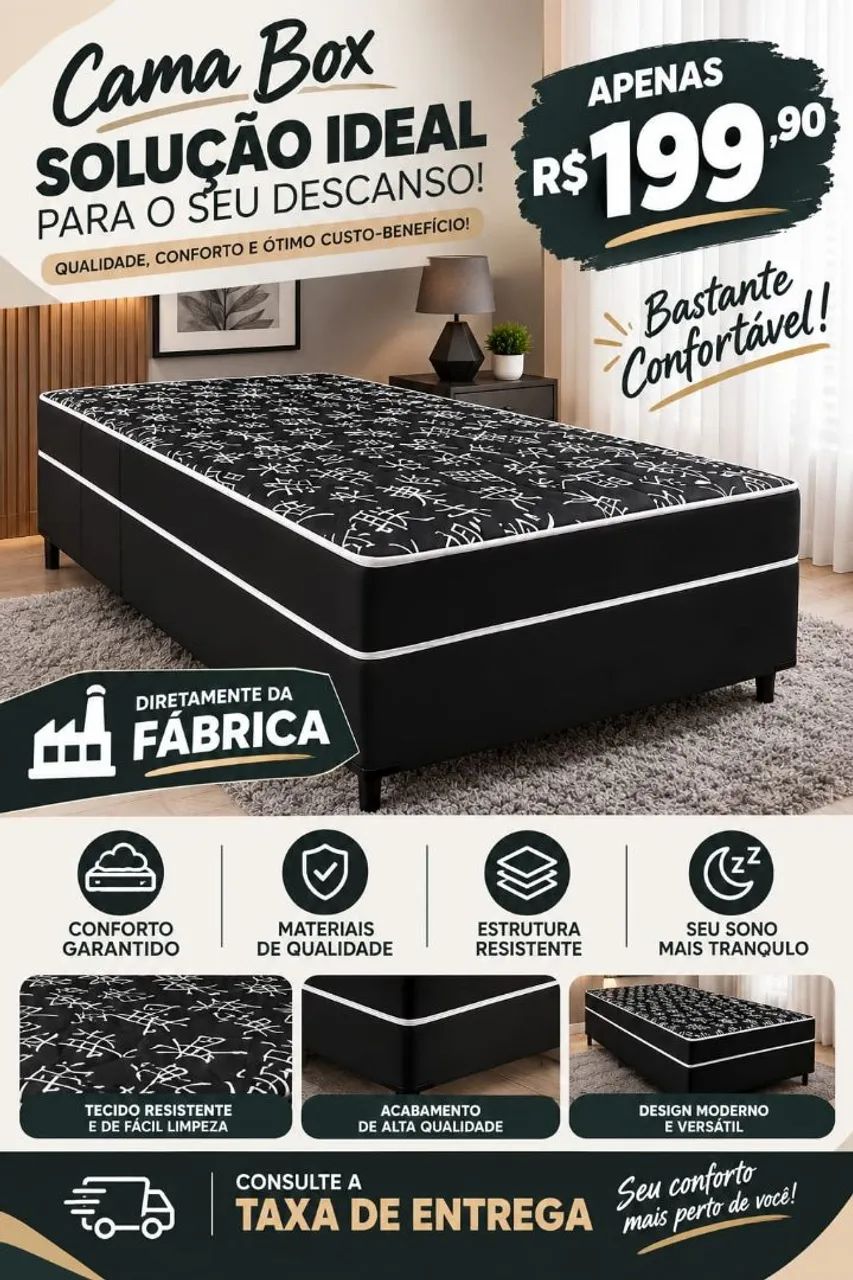 CAMA BOX DE SOLTEIRO PROMOÇÃO 