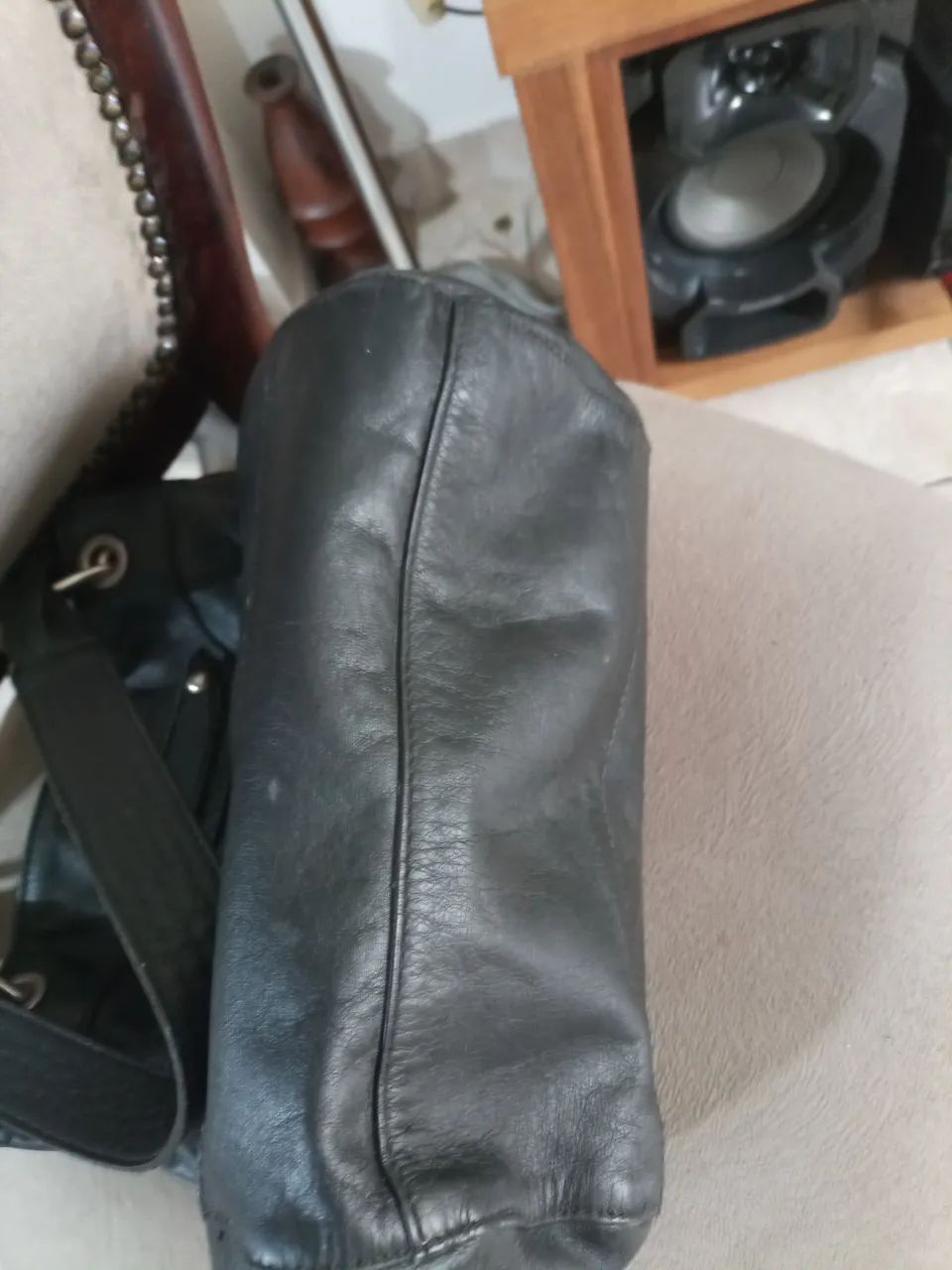 Bolsa couro legítimo preta reforçada  - Foto 3
