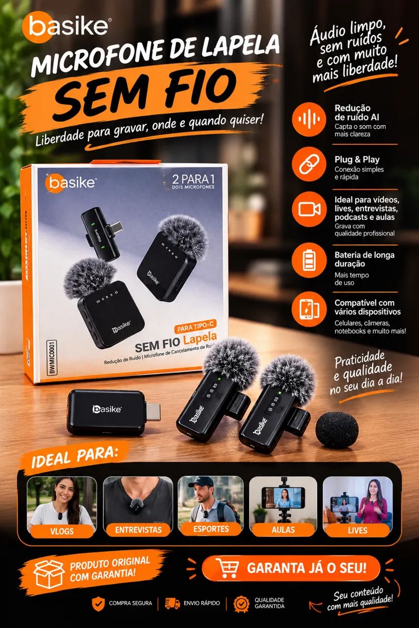 Microfone de Lapela Basike 