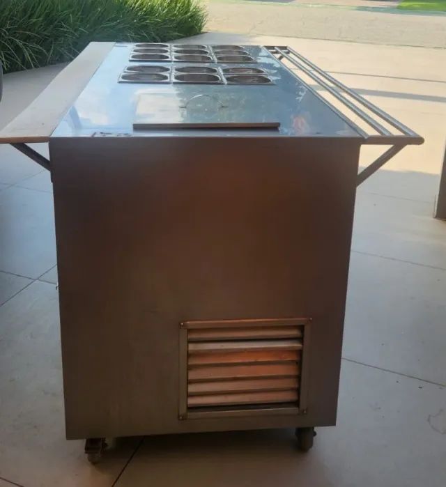 BALCÃO DE INOX PARA LANCHE COM REFRIGERADOR