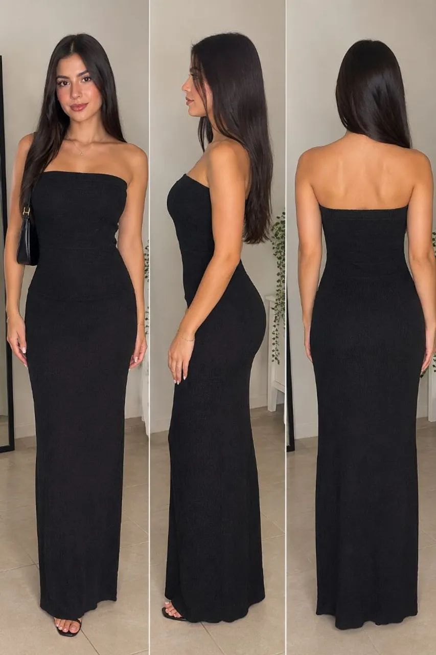 Vestido longo preto feminino