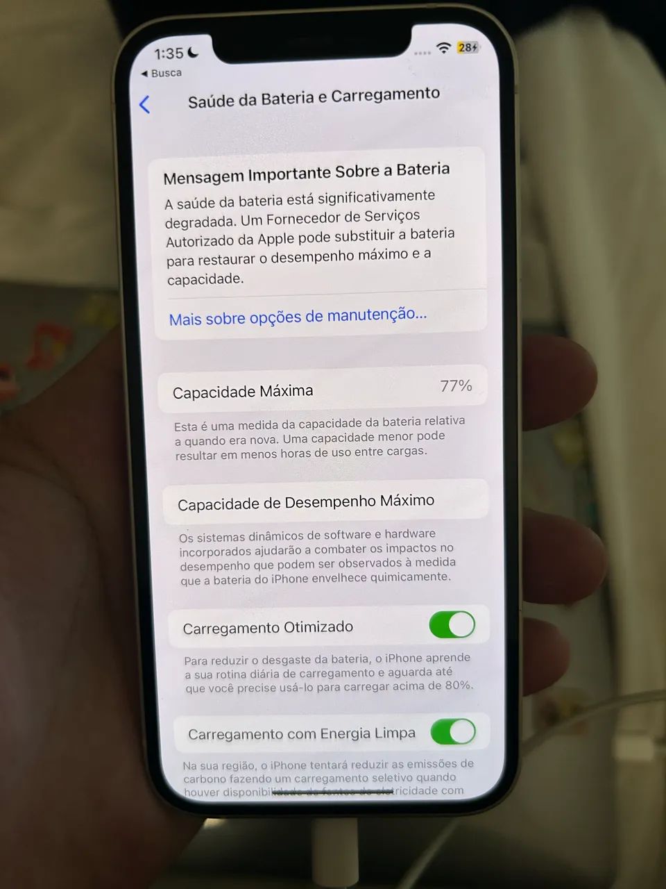 iPhone 12 64GB Branco | Caixa + Cabo | Face ID OK | Leia a