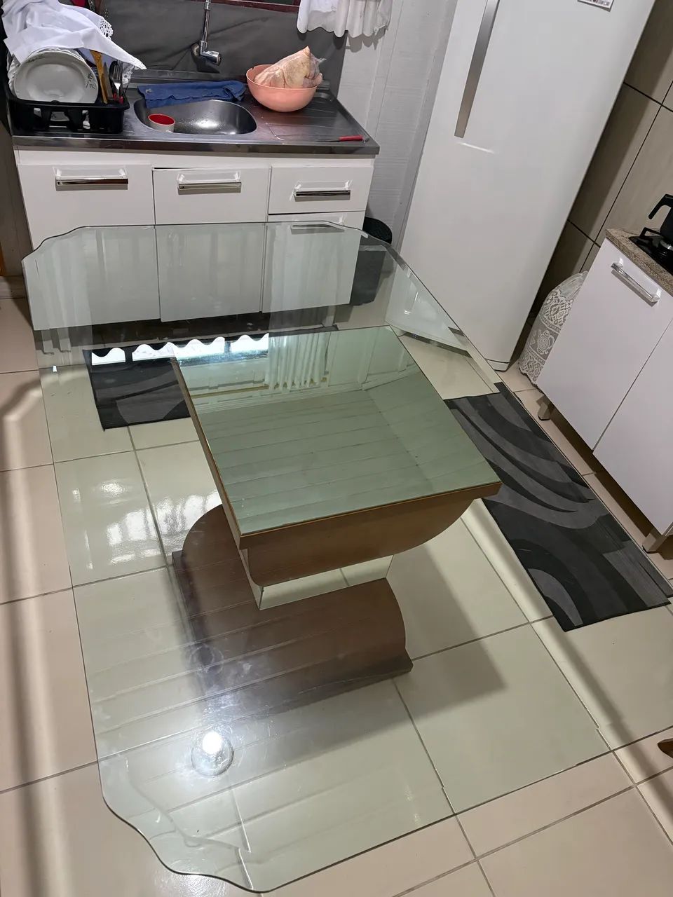 Mesa de Vidro e Madeira - Oportunidade  - Foto 3