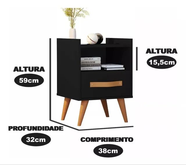 Mesa Cabeceira Par Kratos Retro 1 Gaveta - - Foto 2