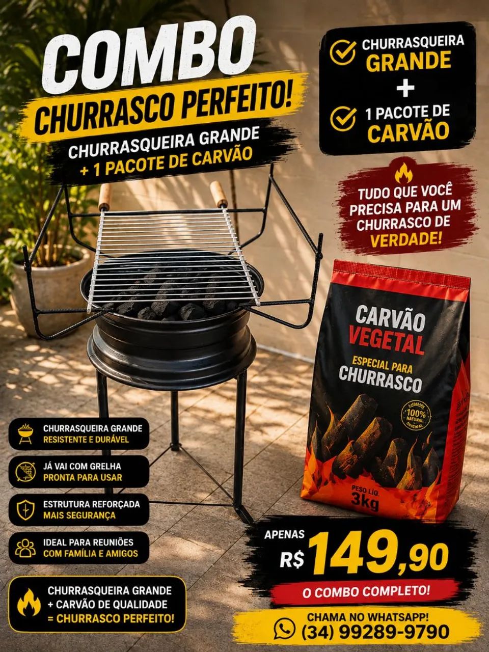 Cuurrasqueira grande +grelha+carvao