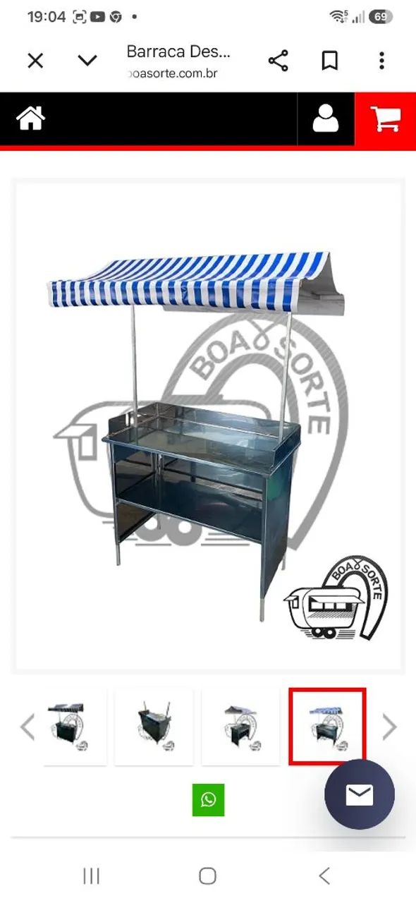 Barraca de inox para pastel, algodão doce e pipoca