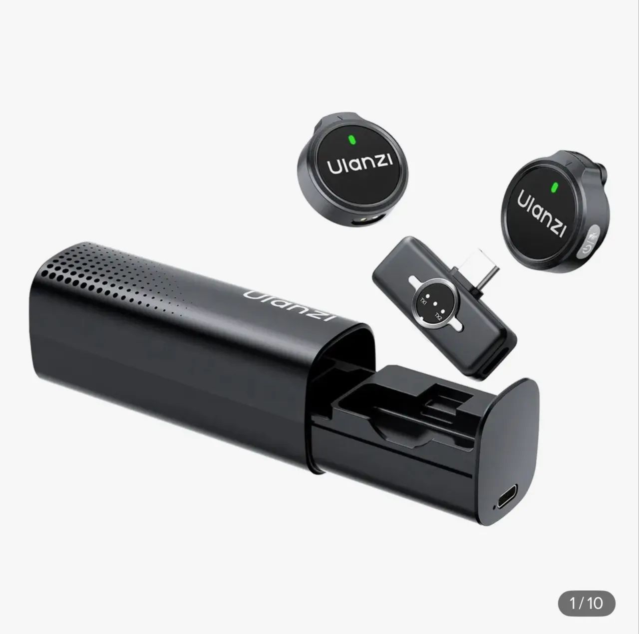Microfone Sem Fio Ulanzi A1 - 2 Microfones + Estojo de Carregamento