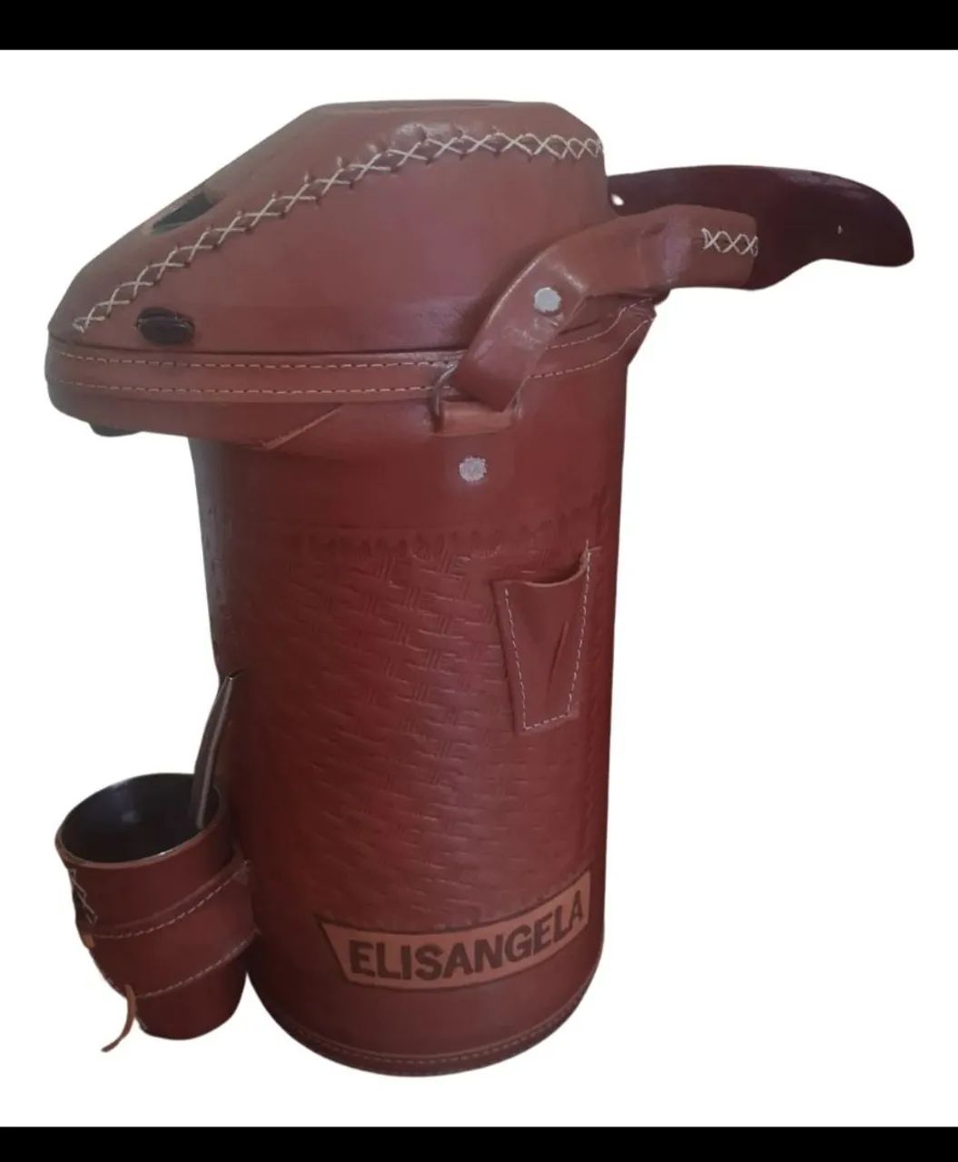 Terere Garrafa Termica 4 Lts Inox Couro Personalizada