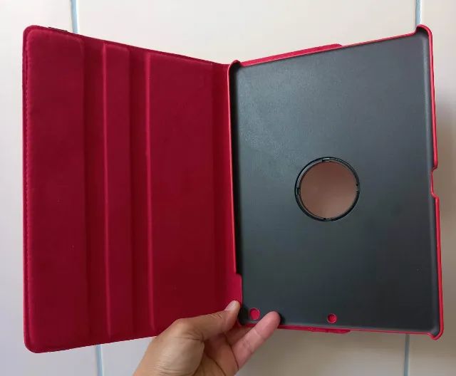 Capa Giratória para Tablet 10" Vermelha com Suporte Case Protetora - Foto 2