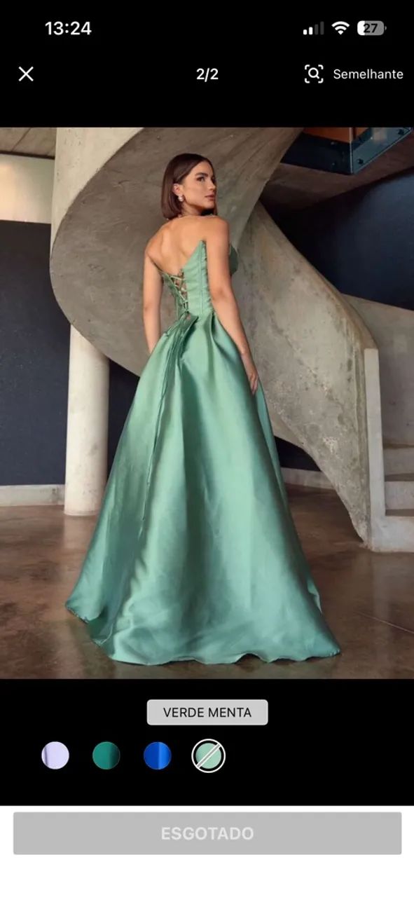 Vestido festa verde menta  - Foto 2