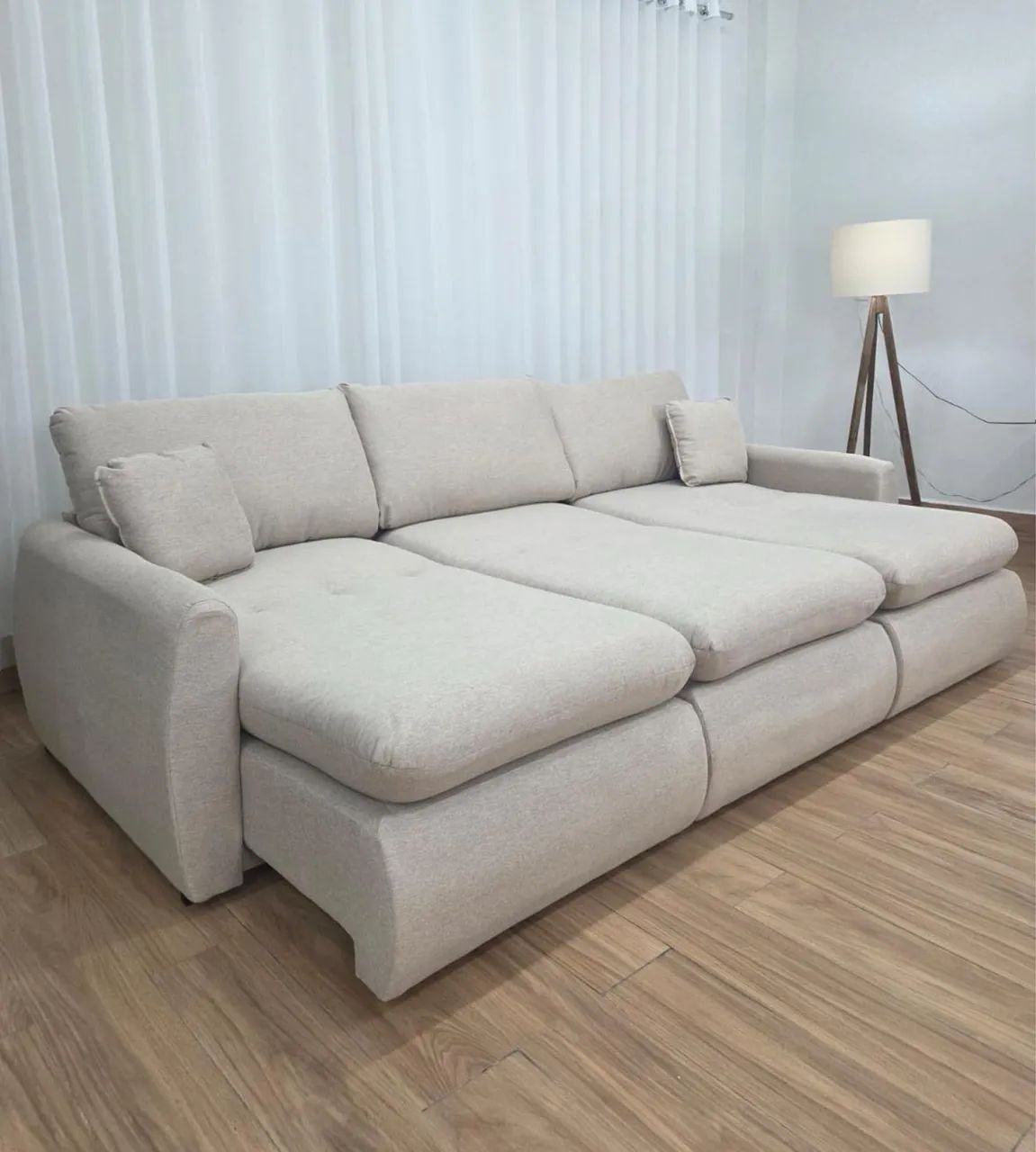 Sofá Cama Retrátil Reclinável Amaranto 2.90m 3 Módulos Entrega Rápida