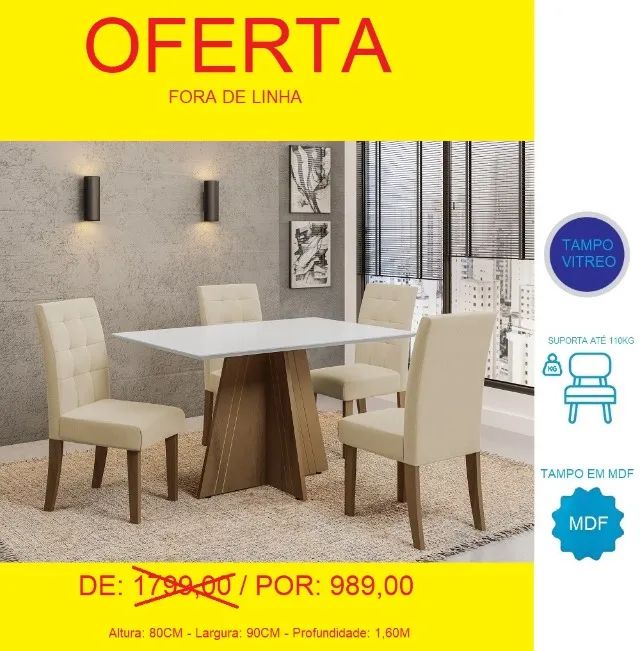 Mesa em Oferta com 6 cadeiras - Retire hoje mesmo 