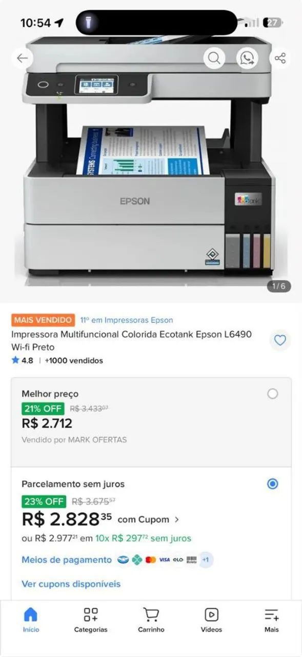 Impressora Epson EcoTank L6490 aceito proposta  - Foto 5