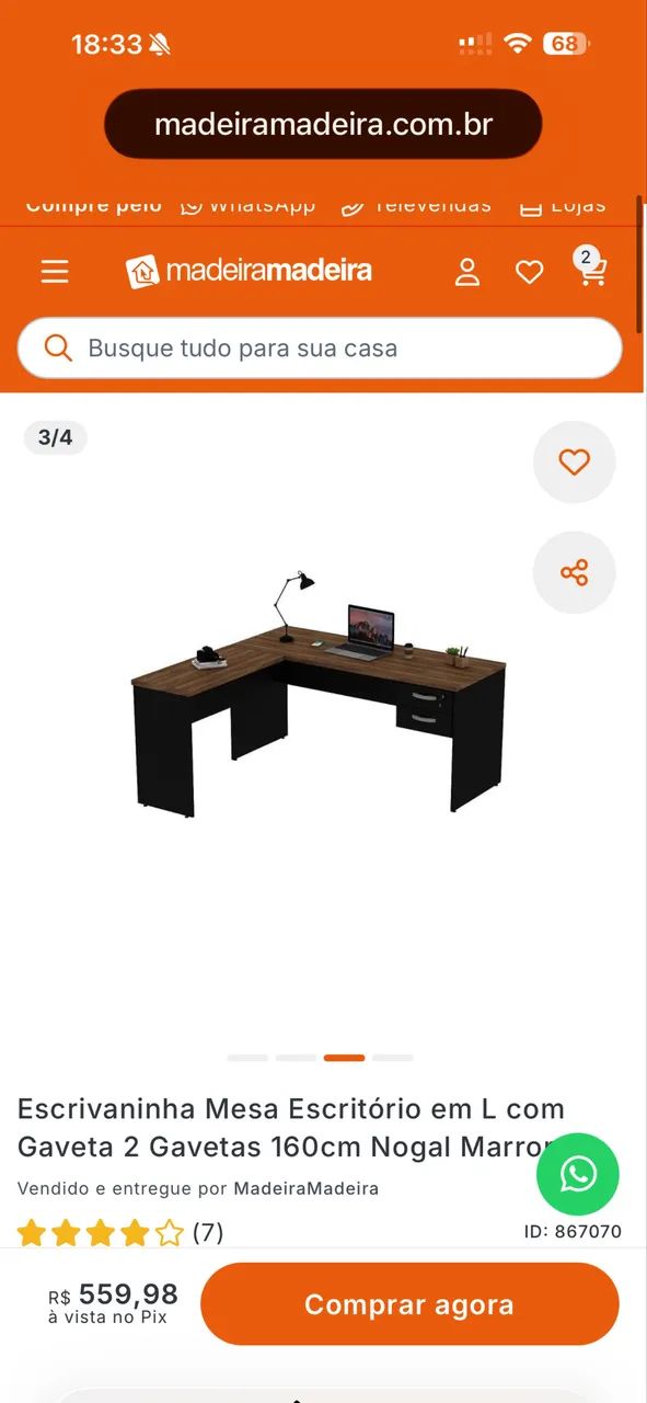 Mesas em L para escritório - Nova está R$560,00 - Foto 5