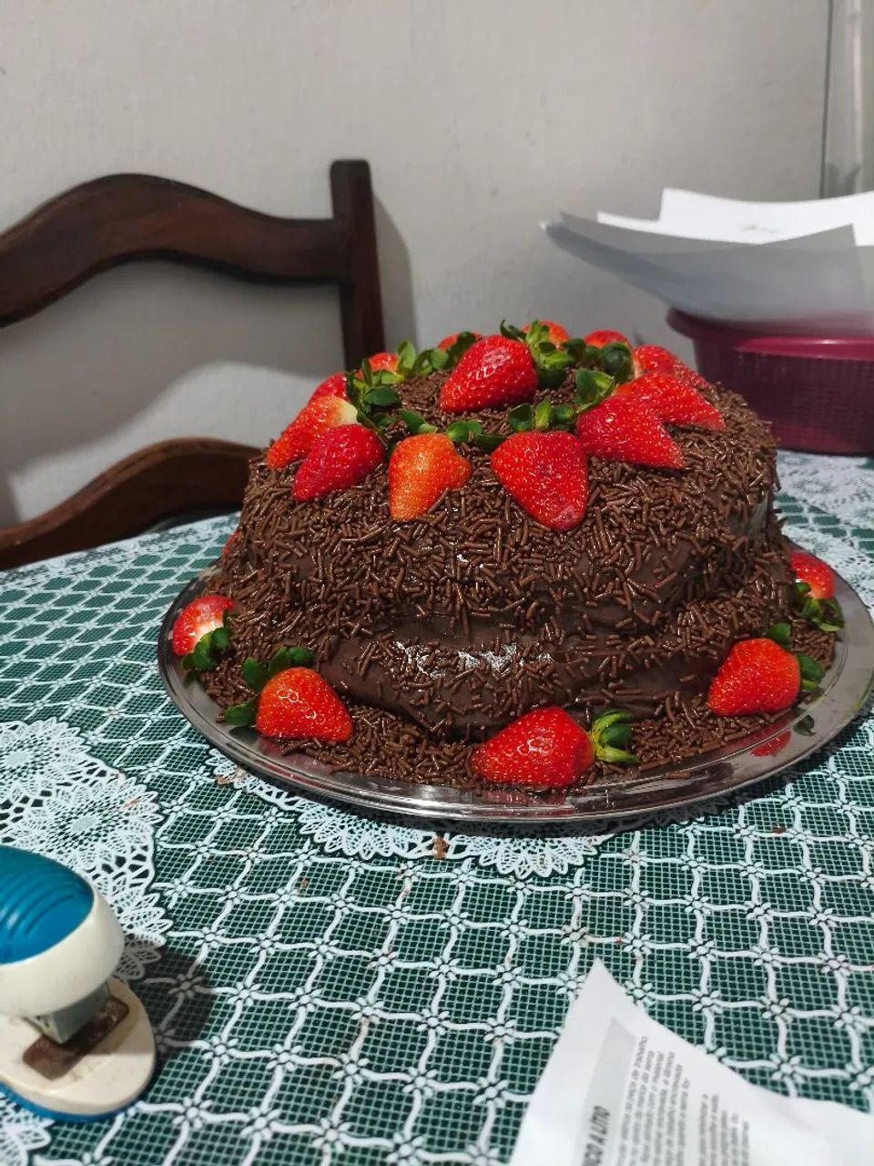 Bolo de Chocolate com Morango 