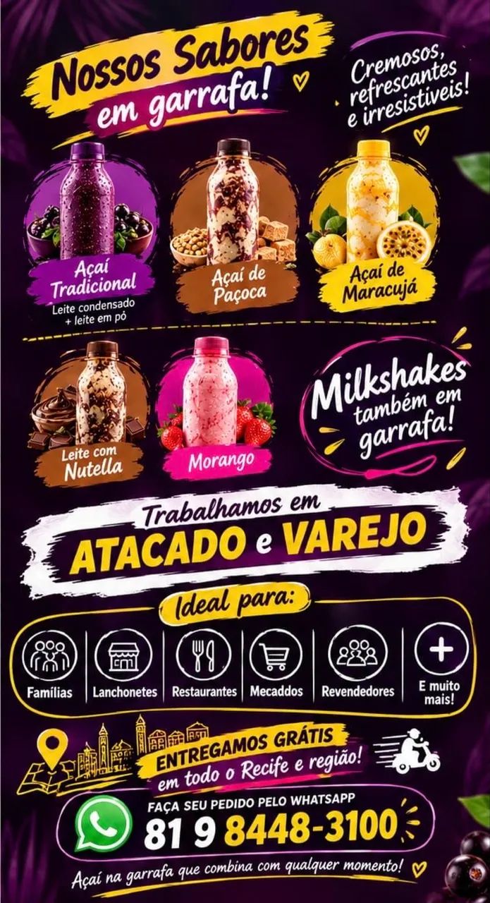 Açaí e milkshake na garrafa!! - Foto 2