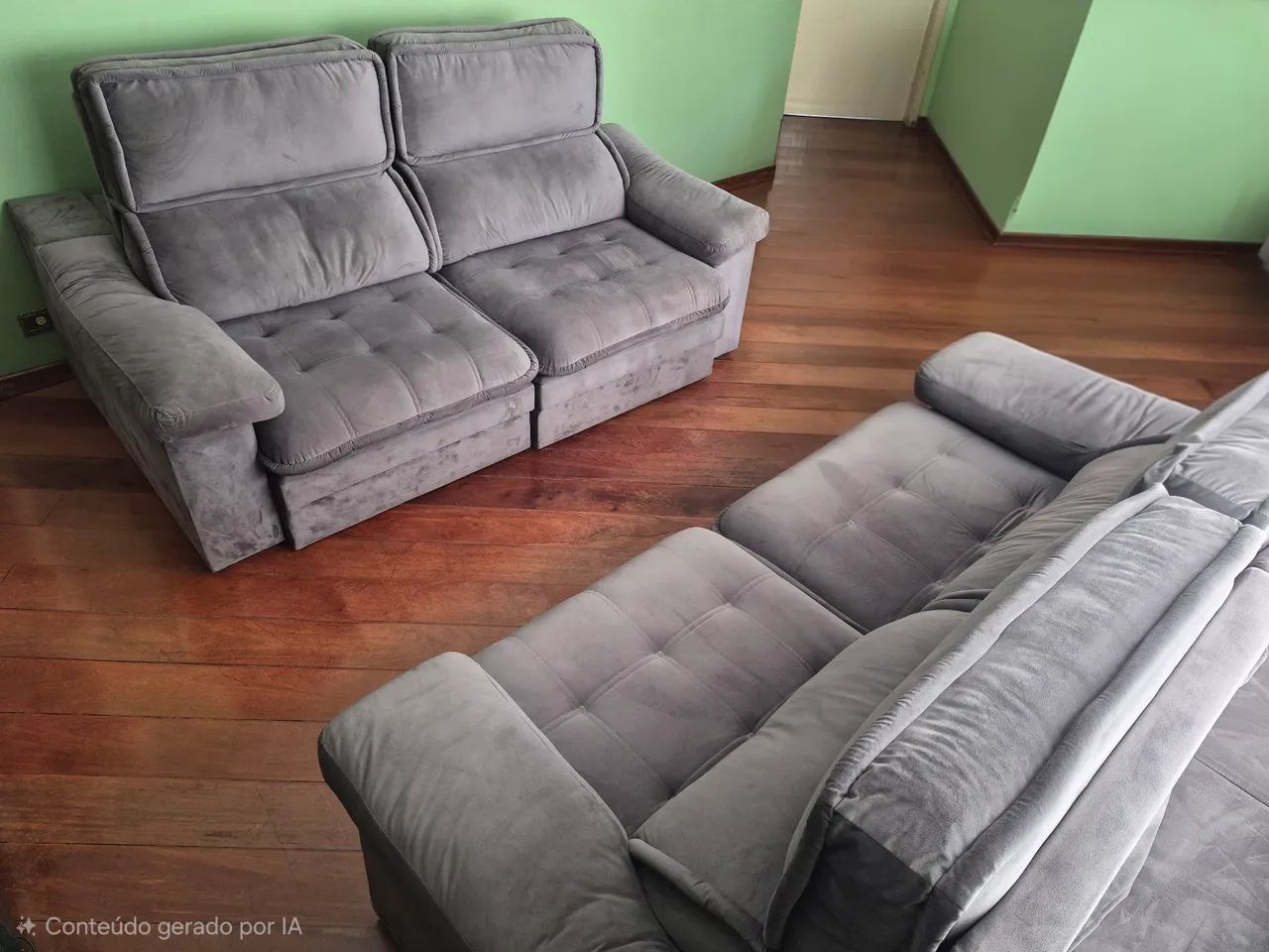Sofá Suede Retrátil Seminovo 