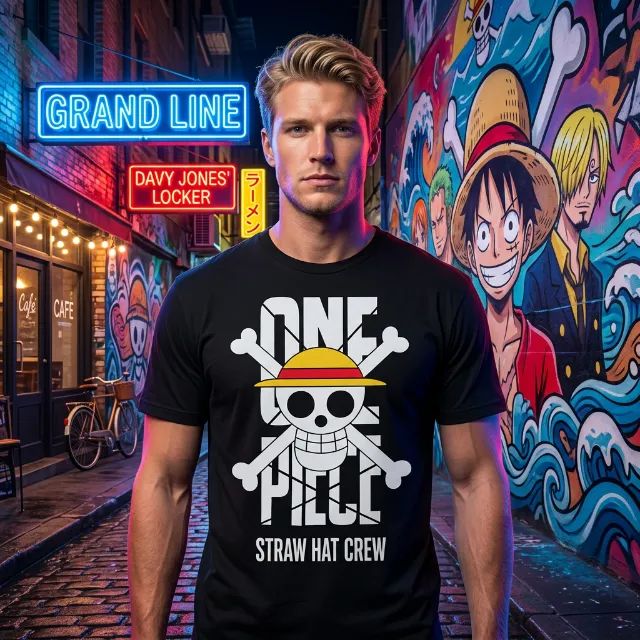 Camiseta Nerd - One Piece - Straw Hay Crew Preta