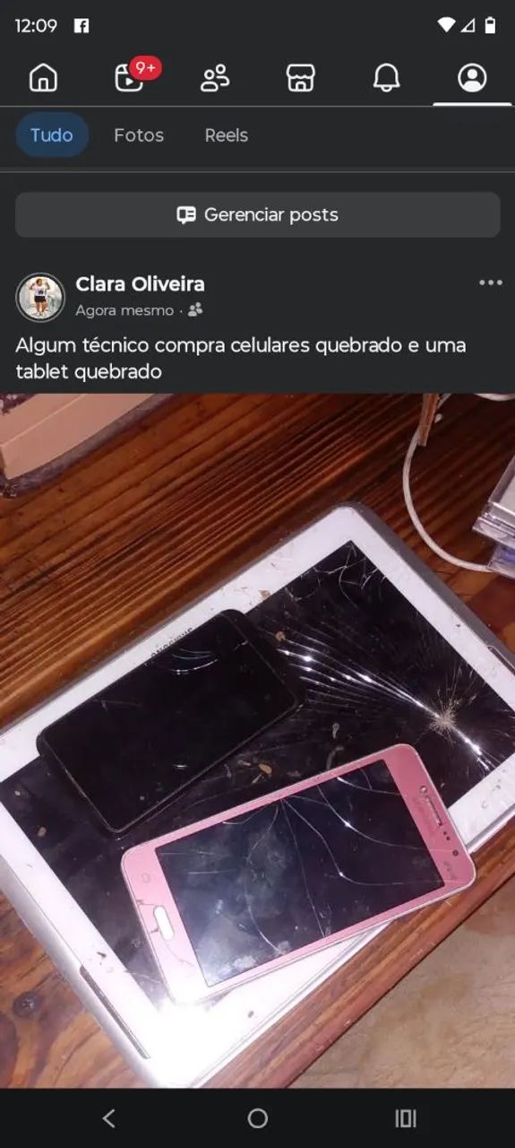 Celulares que quebrado e um tablet quebrado 
