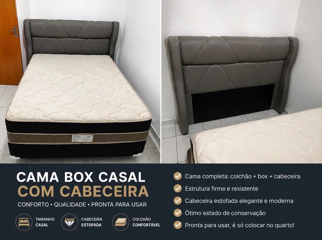 Cama box casal + Cabeceira 