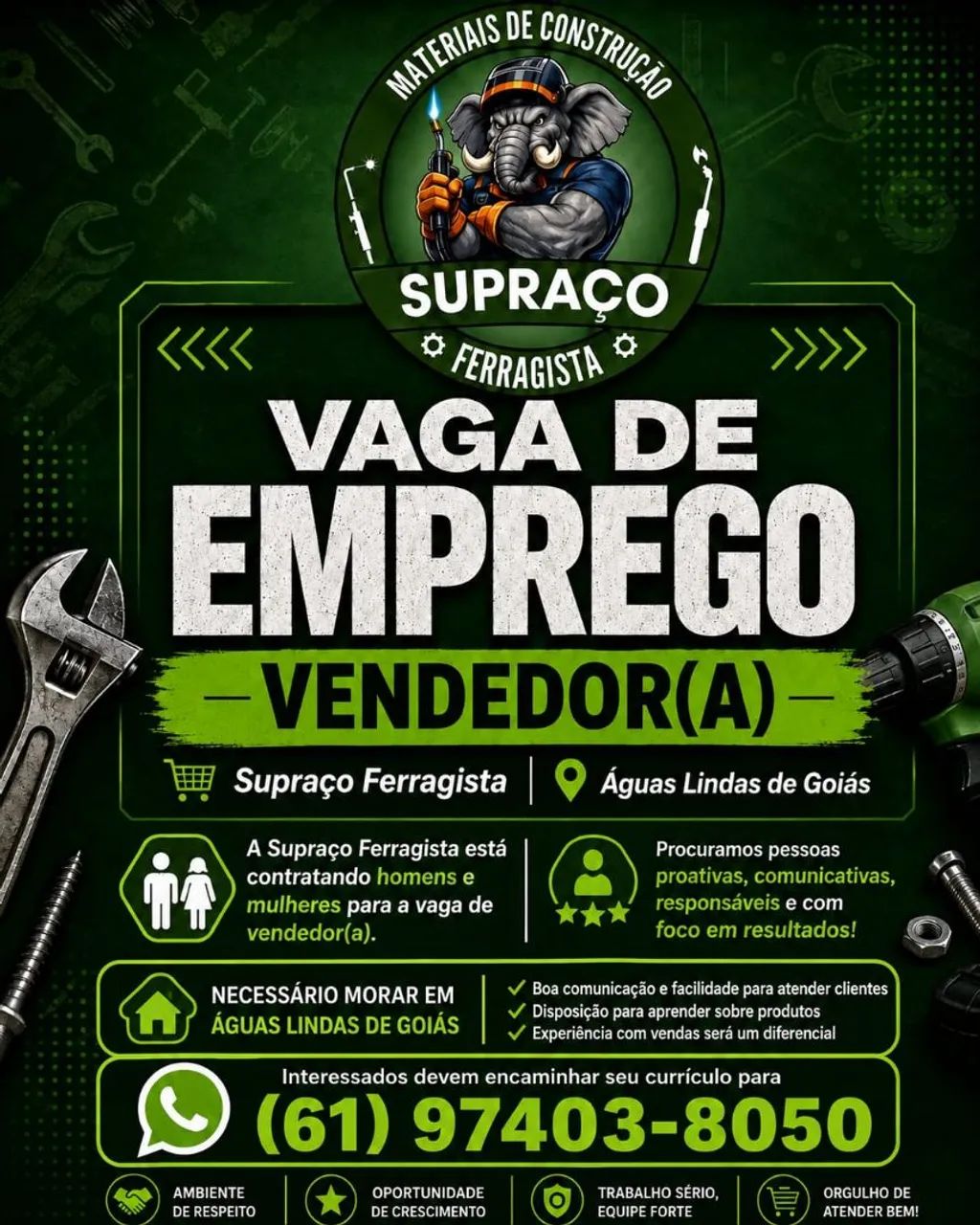 VAGA PARA VENDEDOR(A)