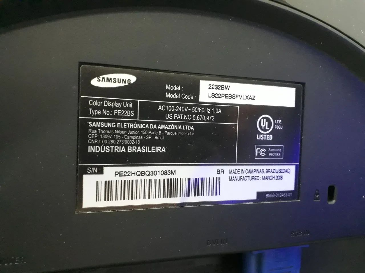 Monitor Samsung SyncMaster 2232bw  - Foto 5