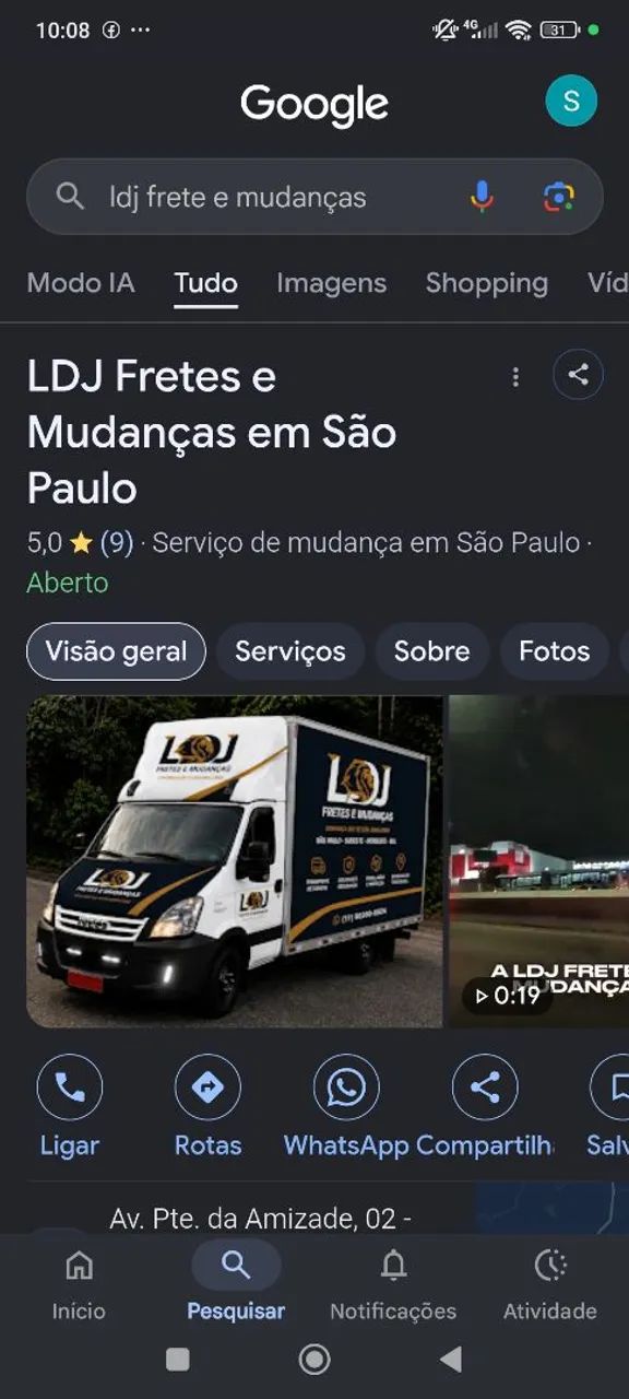 Frete e mudanças 