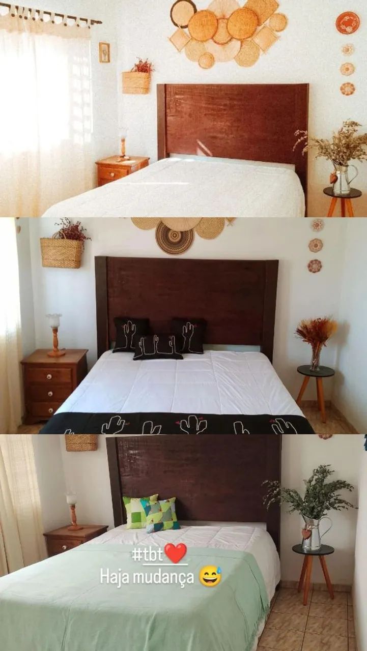 Cama rústica em madeira maciça 