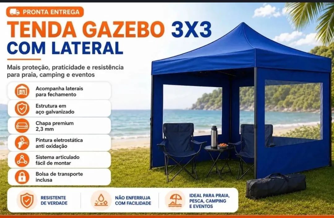 Tenda sanfonada 3x3 ou 2x2 com as laterais  - Foto 3