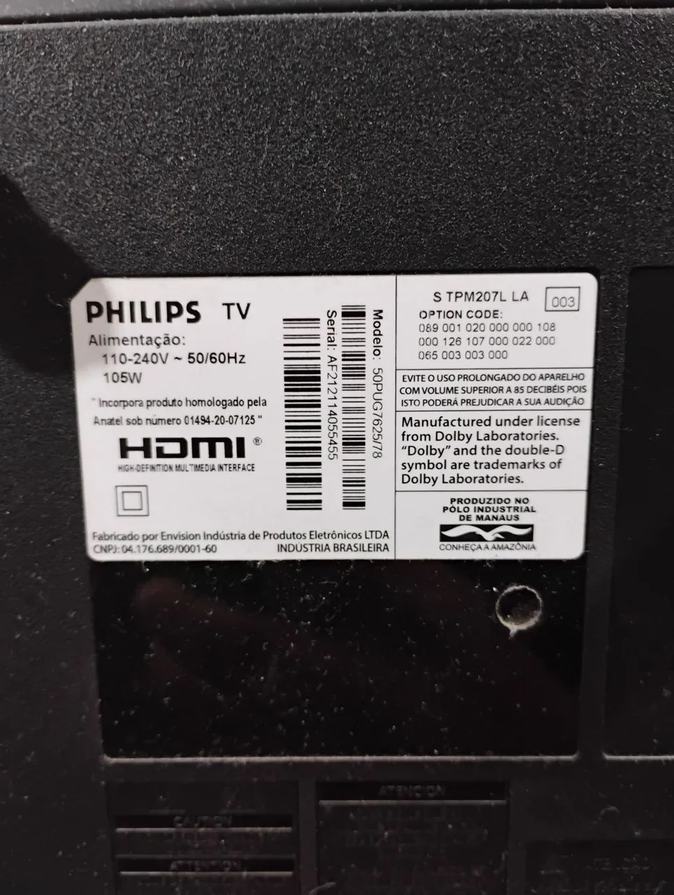 Vendo tv com defeito 50 polegadas Philips 