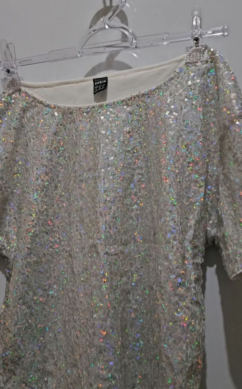 BLUSA LANTEJOULA CARNAVAL, RÉVEILLON, BALADA